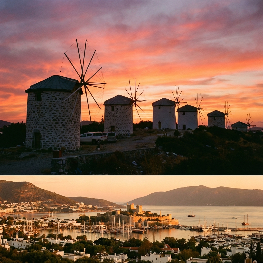 Bodrum Yel Değirmenleri Gün Batımı
