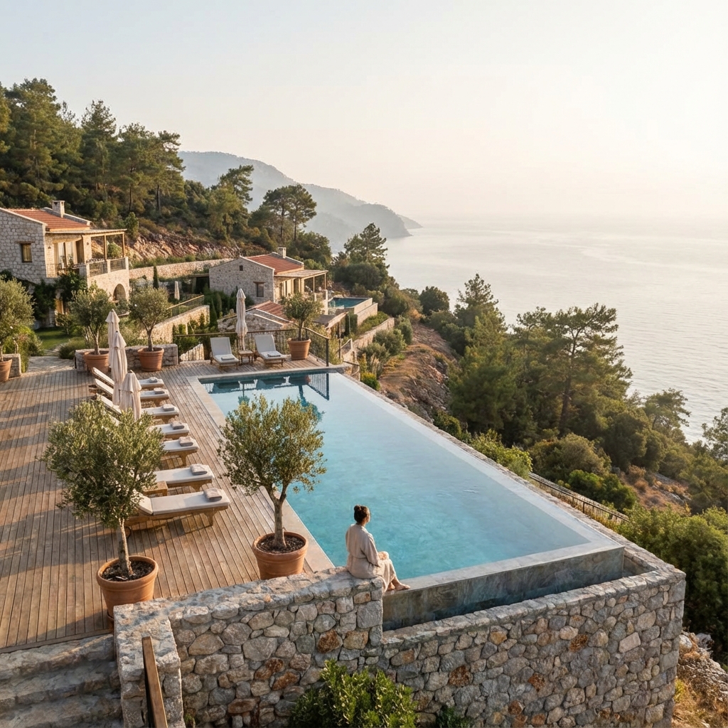 Faralya Tepeden Deniz Manzarası